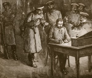 Prins Alexander ondertekent zijn abdicatie, 1886